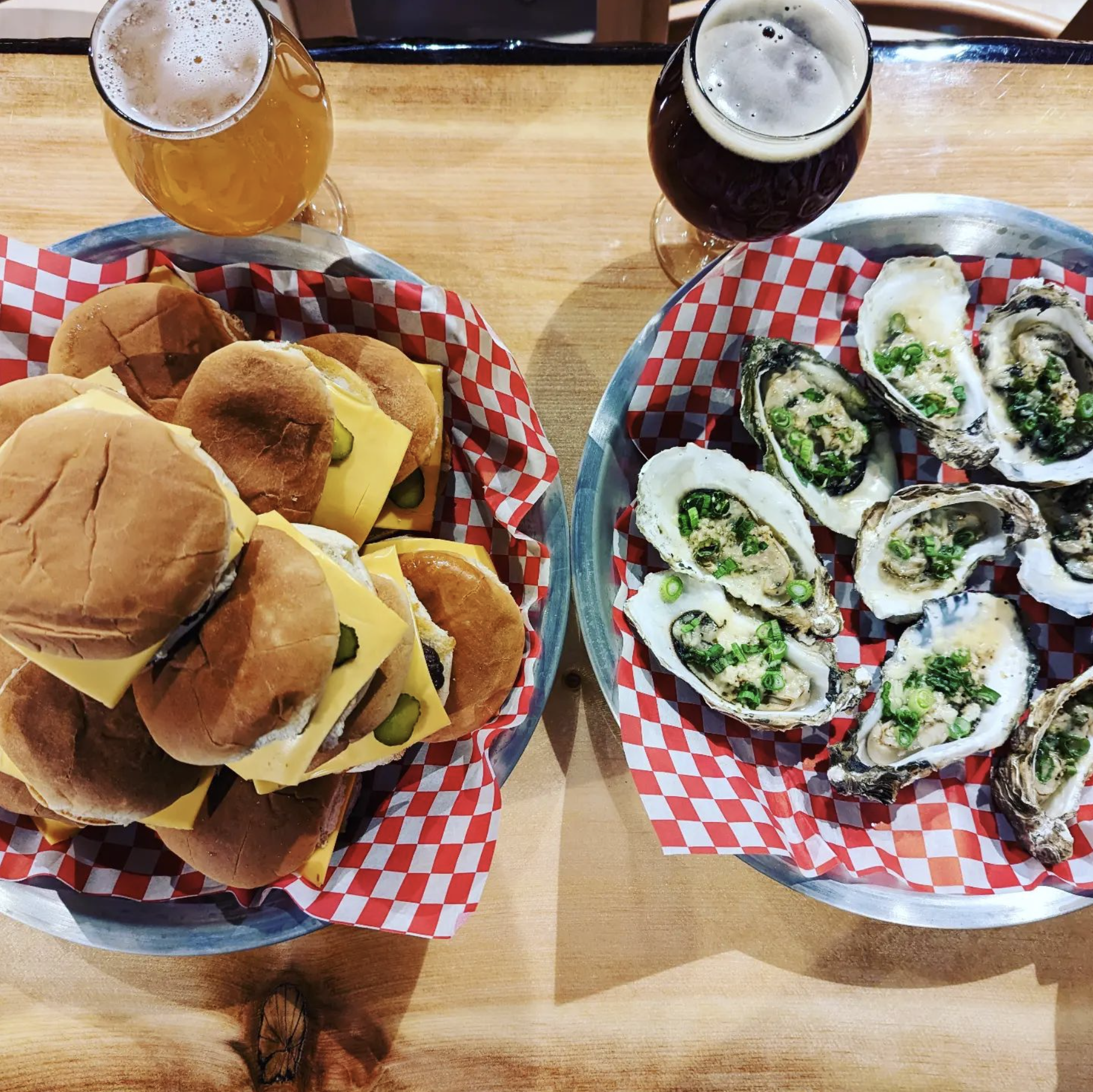 Burgers and oysters
